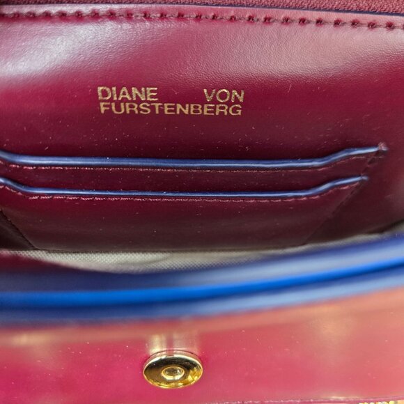 DVF Diane von Furstenberg Bonne Soirée Shoulder Bag Blue Suede Gold Chain Strap - Picture 8 of 8
